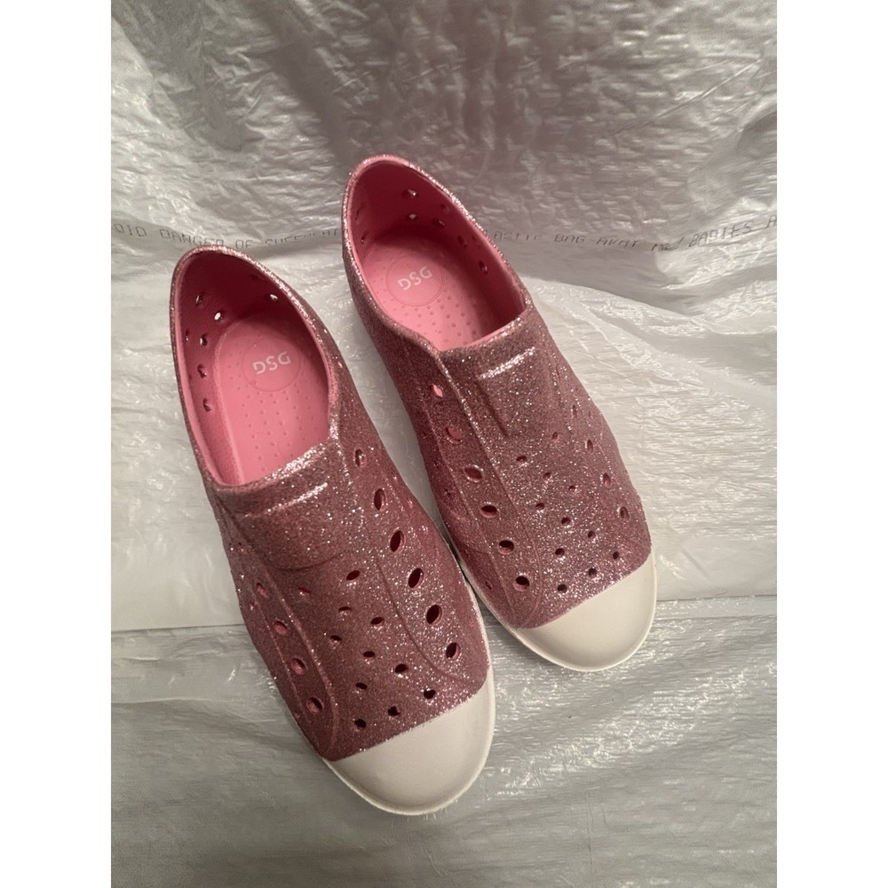 DSG Girls Y3 Glitter Water Sandals‎ Pink White EVA Slip-On Beach Pool